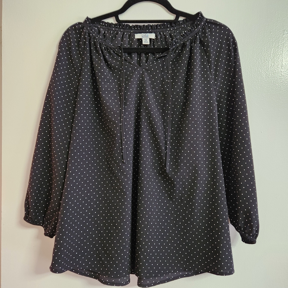 Croft & Barrow Black Polka Dot Blouse